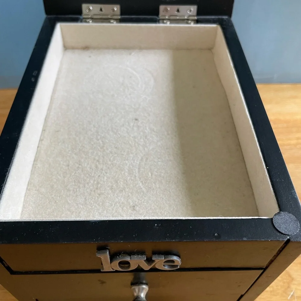 GUC Wooden Jewelry Box with 2 Storage Drawers Organizer